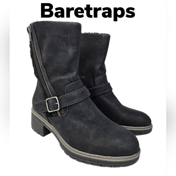 BareTraps Shoes Baretraps Alary Faux Black Leather Lug Sole Mid